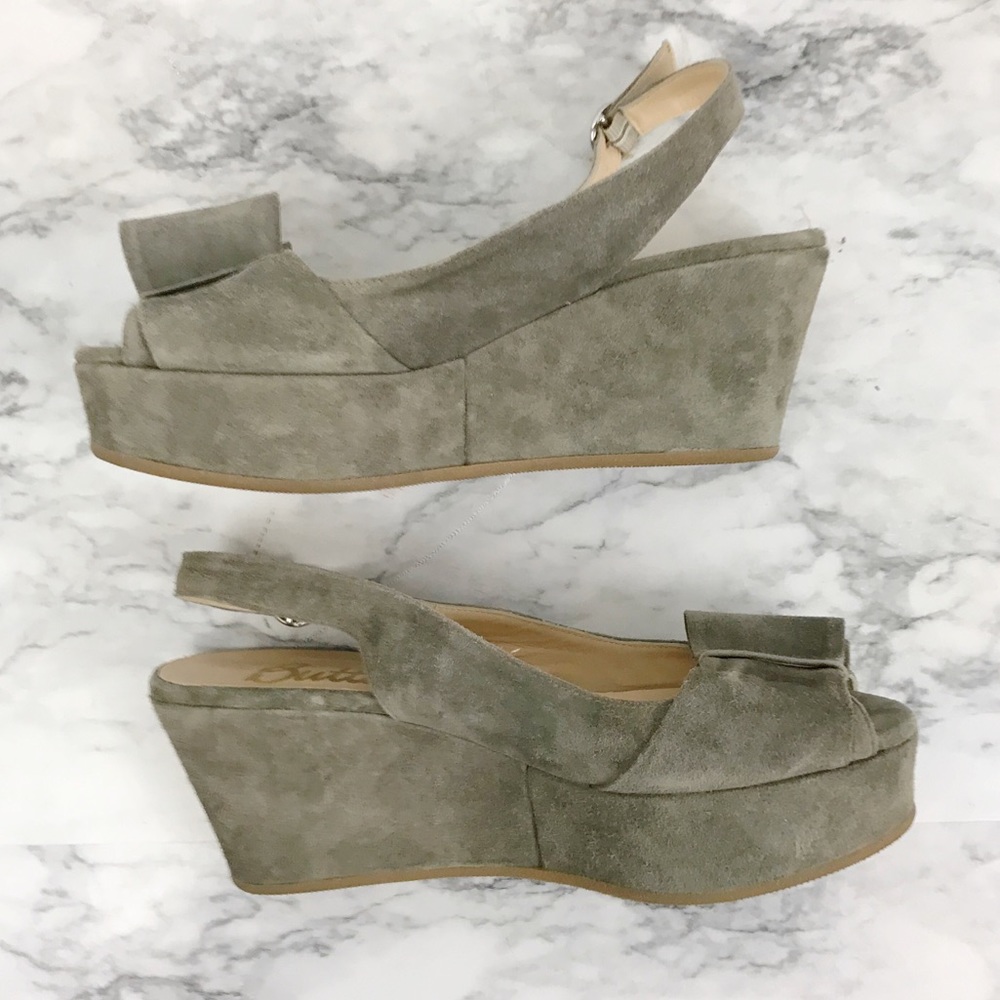 BUTTER Italian Made Gray Suede Platform Wedges 7.5 - Picture 6 of 9
